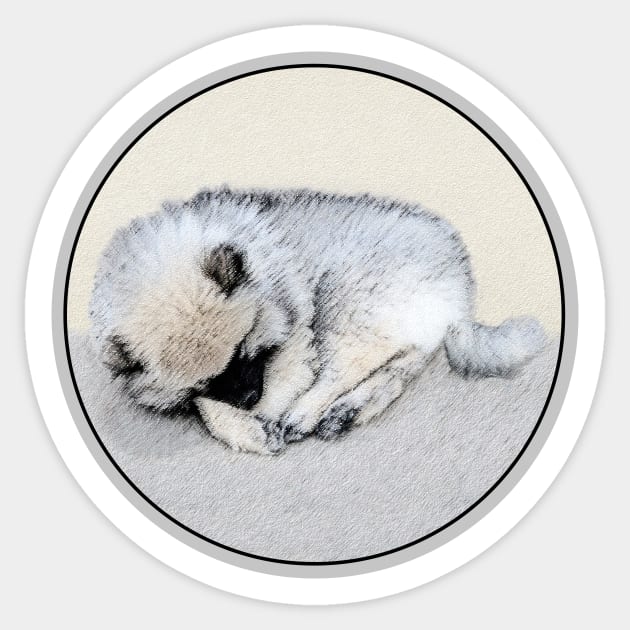 Keeshond Puppy (Sleeping) Sticker by Alpen Designs